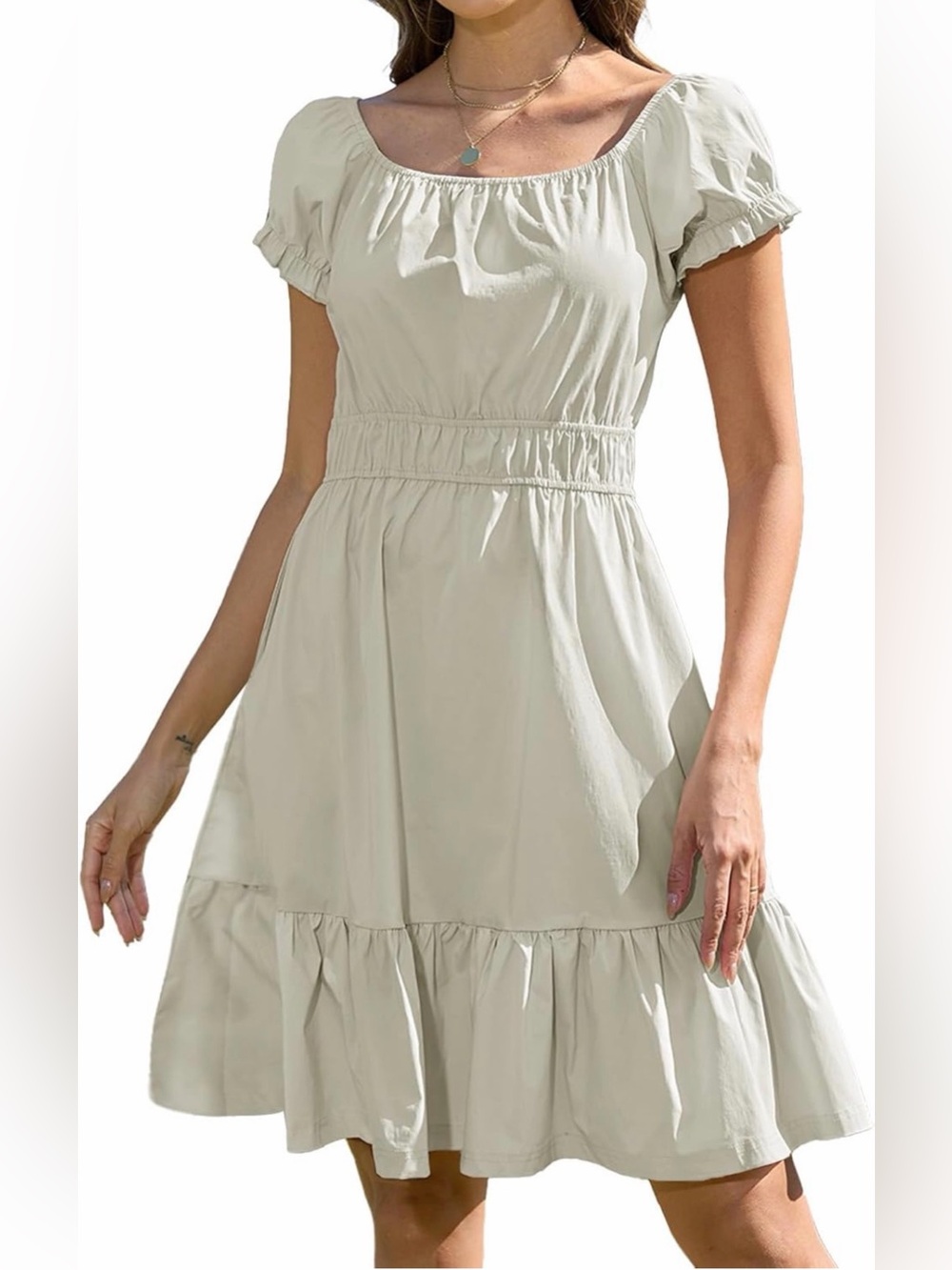 Alaster Queen puff sleeve w-pockets square neck A-line off shoulder dress NWT